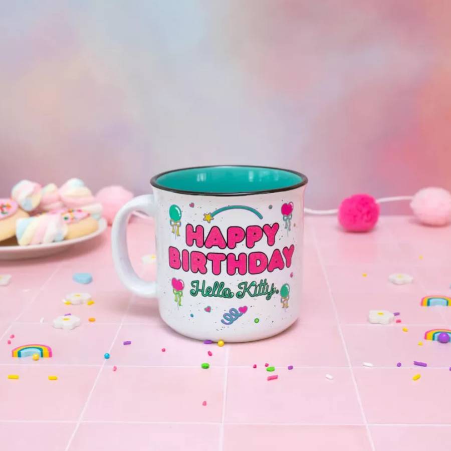 Sanrio Hello Kitty "Happy Birthday" 20 oz Ceramic Camper Mug - Multicolor