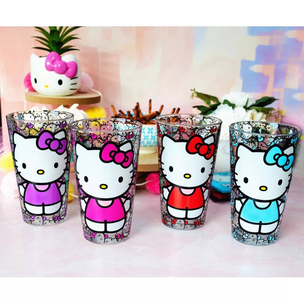 Sanrio Hello Kitty Colorful Outfits Pint Glasses (Set of 4)