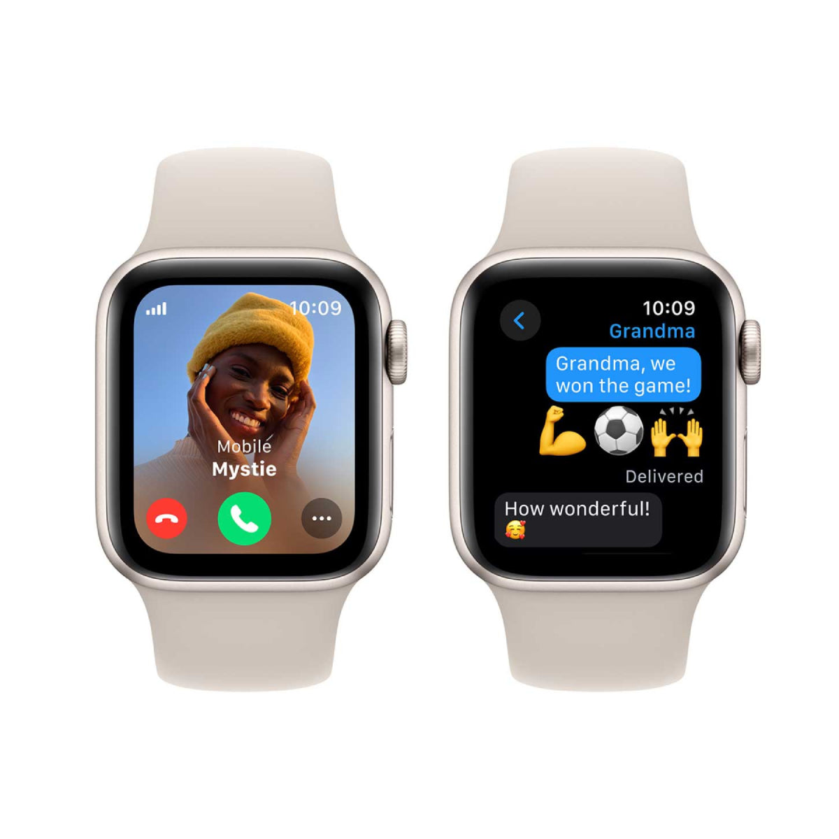 Apple Watch SE 2nd Generation Unisex 40mm Aluminum Case Smartwatch with Starlight/White Sport Band (S/M) - GPS + Cellular (2023)