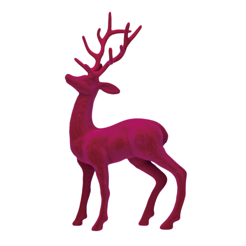 Creative Co-op Fave Flocked Standing Reindeer - Pink