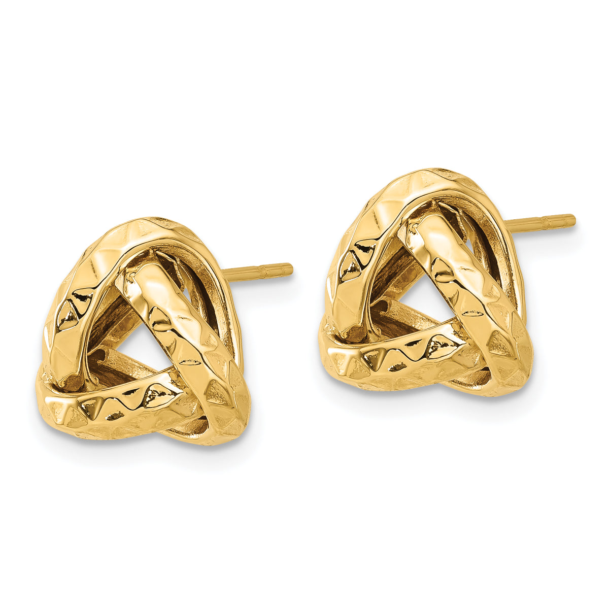 14K Leslie's Diamond-cut Triangle Love Knot Post Button Earrings in 14K Yellow Gold