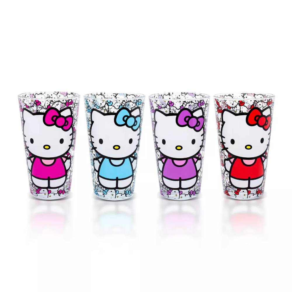 Sanrio Hello Kitty Colorful Outfits Pint Glasses (Set of 4)