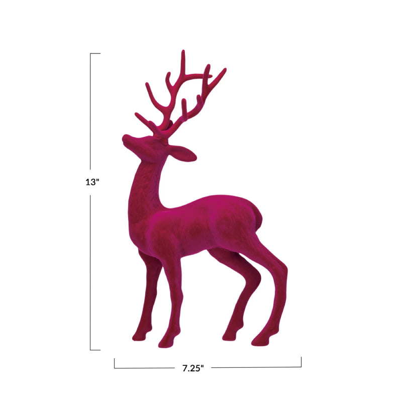 Creative Co-op Fave Flocked Standing Reindeer - Pink