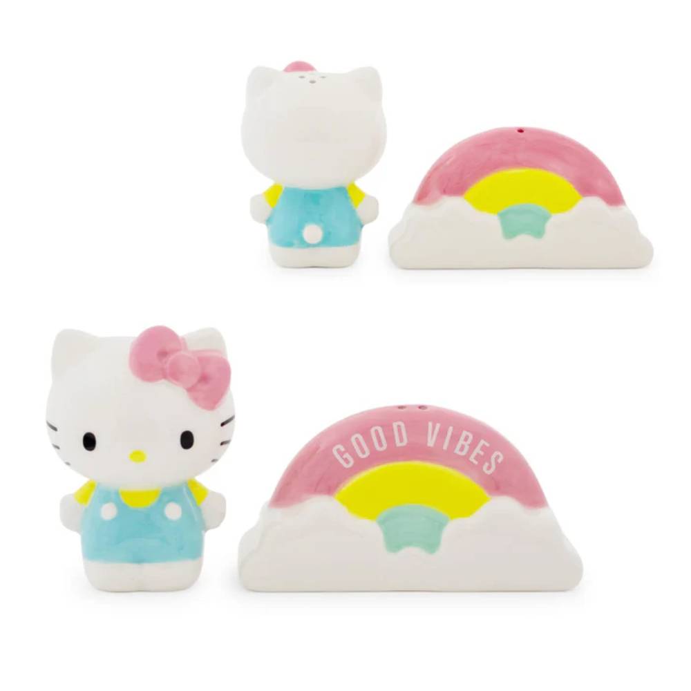 Sanrio Hello Kitty Rainbow 3" Ceramic Salt and Pepper Shaker Set (2-Pieces)