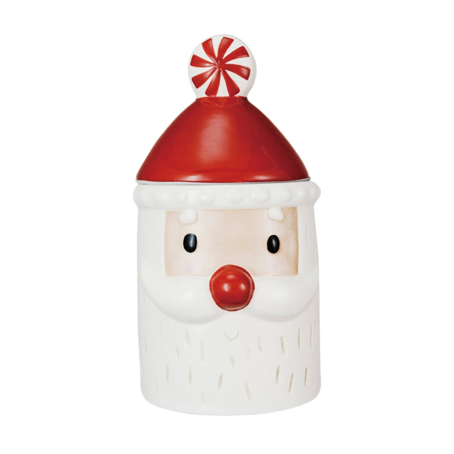 Creative Co-op Santa Shaped Cookie Jar with Lid - Red/White
