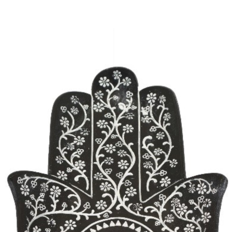Three Hands 9.75'' Hamsa Hand Figurine Decor - Black/White