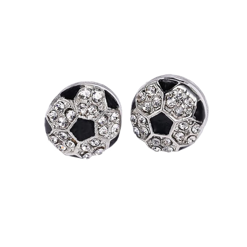 Player Design Women's Soccer Ball Stud Earrings in Rhinestone and Alloy