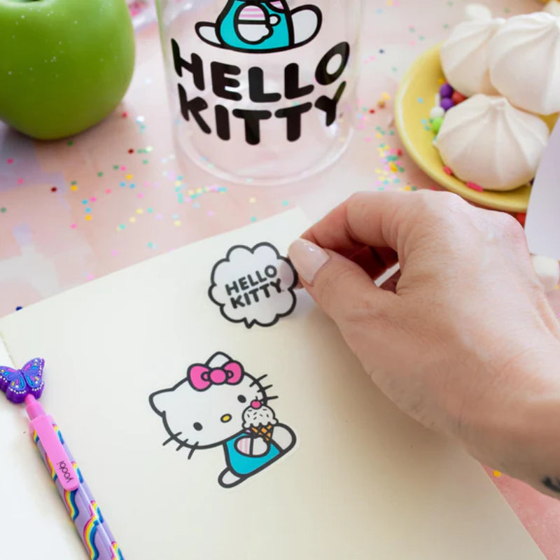 Sanrio Hello Kitty Icons 32 OZ Water Bottle and Sticker Set - Multicolor