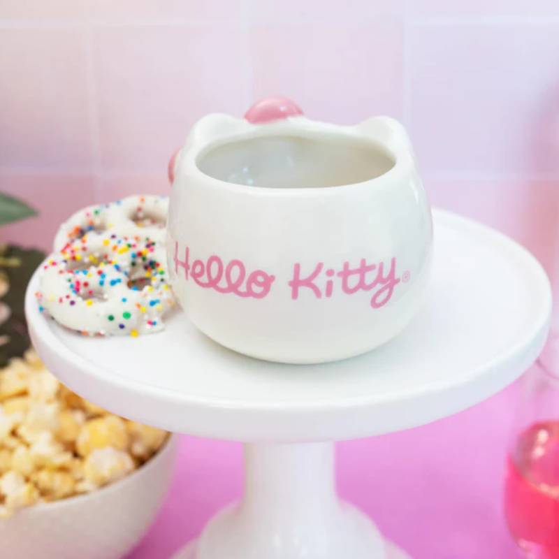 Sanrio Hello Kitty Pink Bow 3 oz Sculpted Ceramic Mini Mug - White/Pink