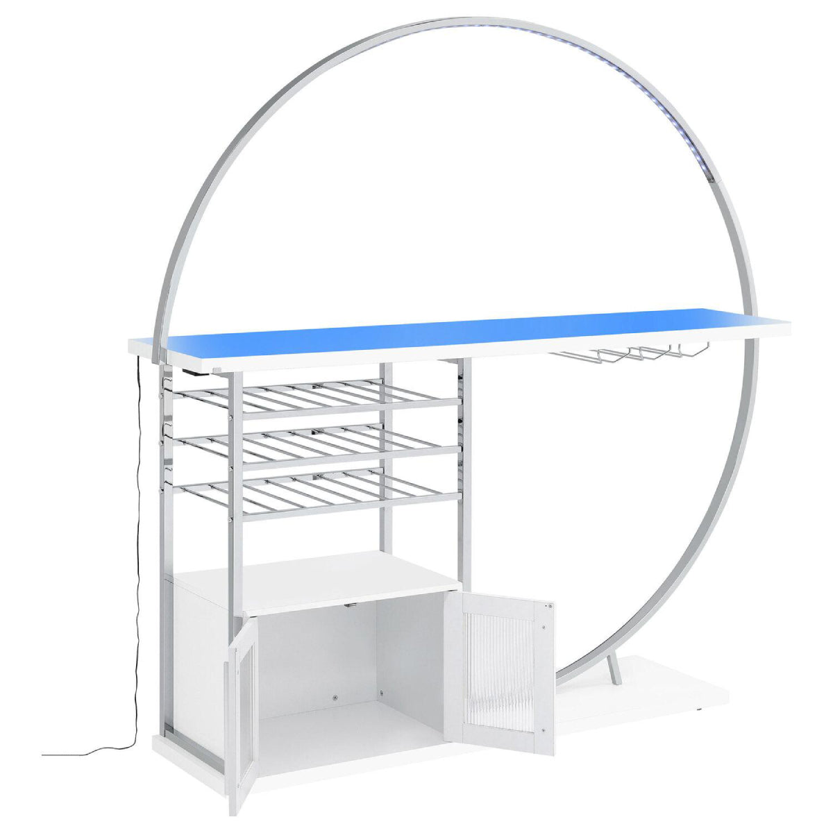 Risley 2-Door Circular LED Home Bar with Wine Storage by Coaster - White