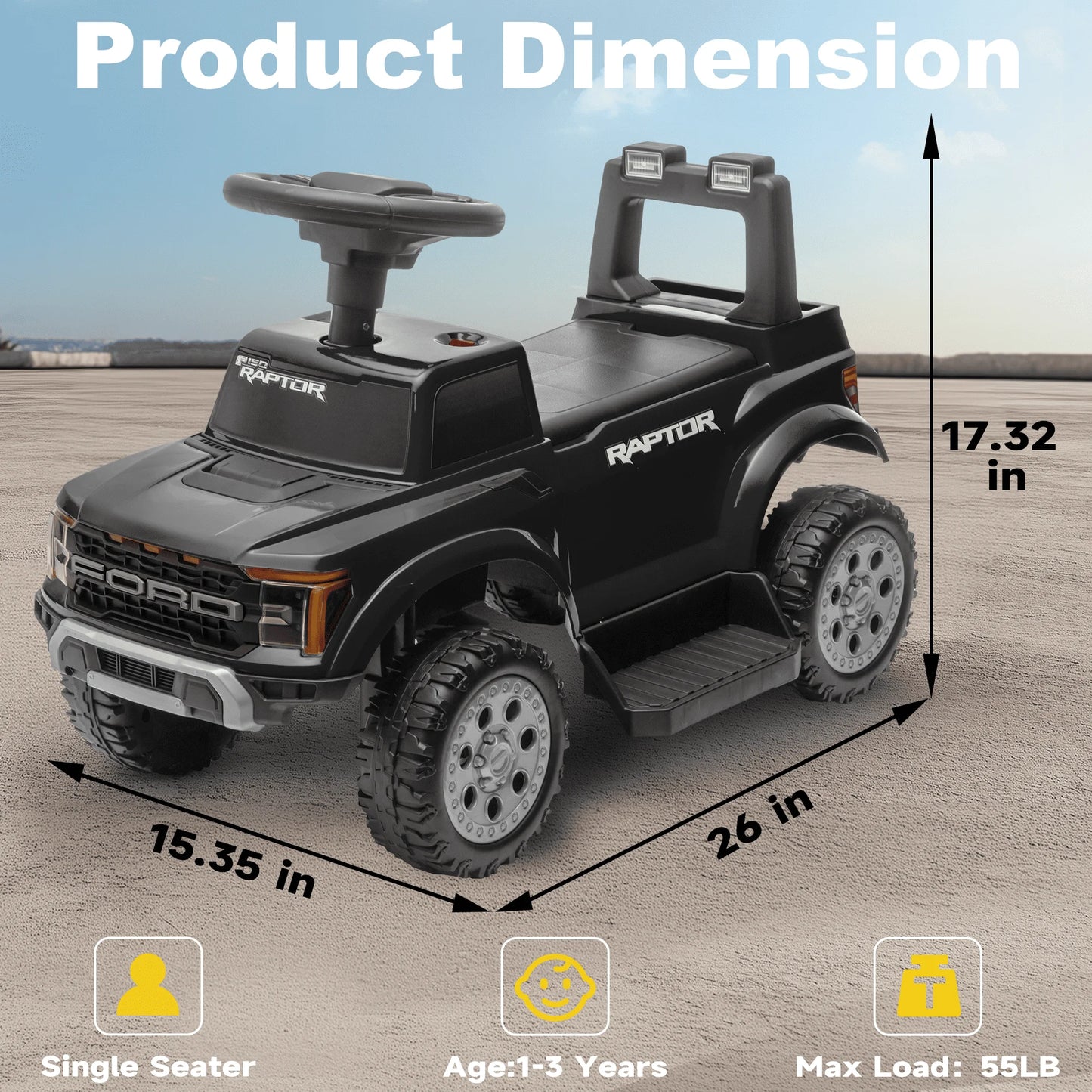 BBJ Toys 6V Ride On Ford F150 Battery Operated Toy Car - Black