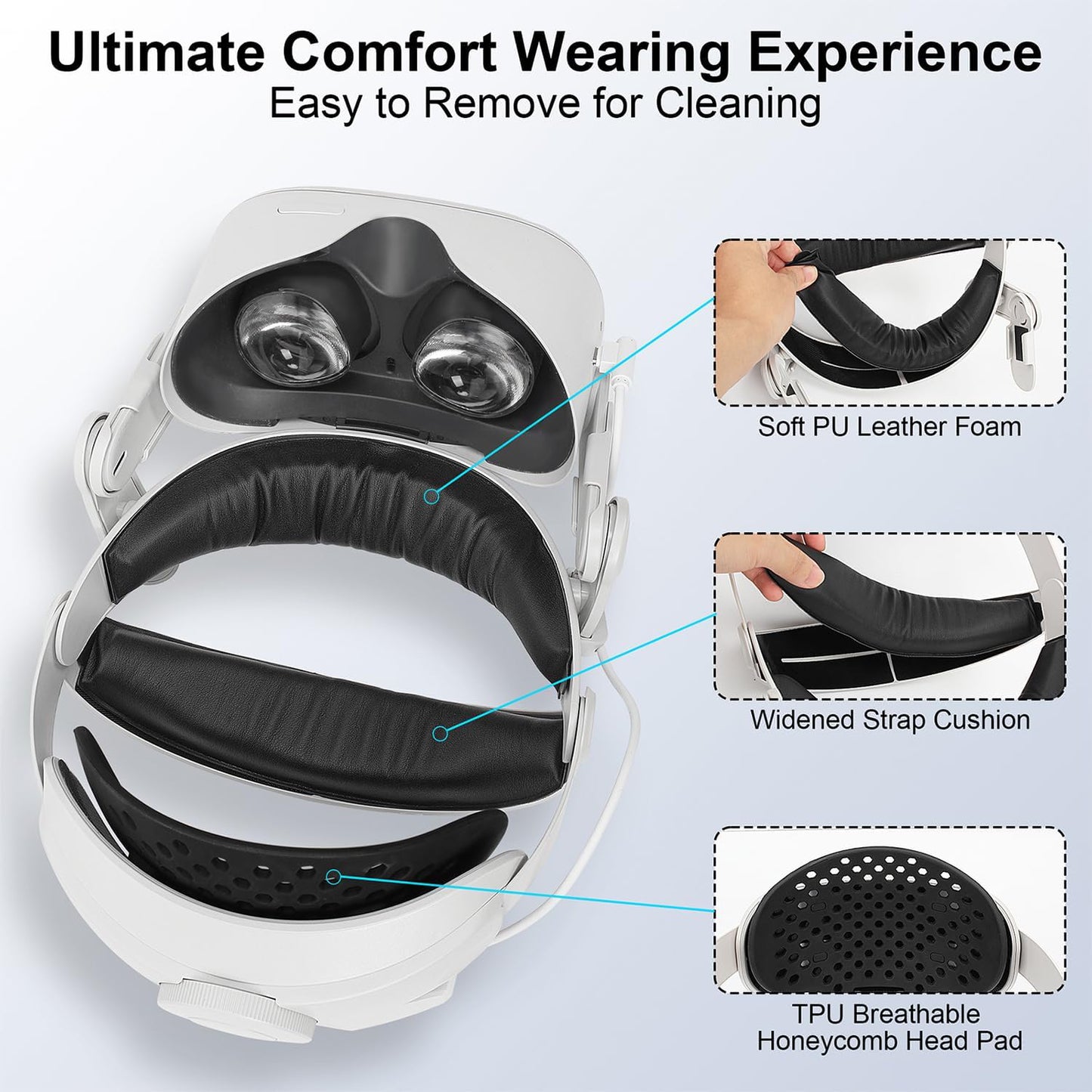 eco4life SonicGrace 5300mAh Battery Pack Head Strap Compatible with Quest 2 Accessories