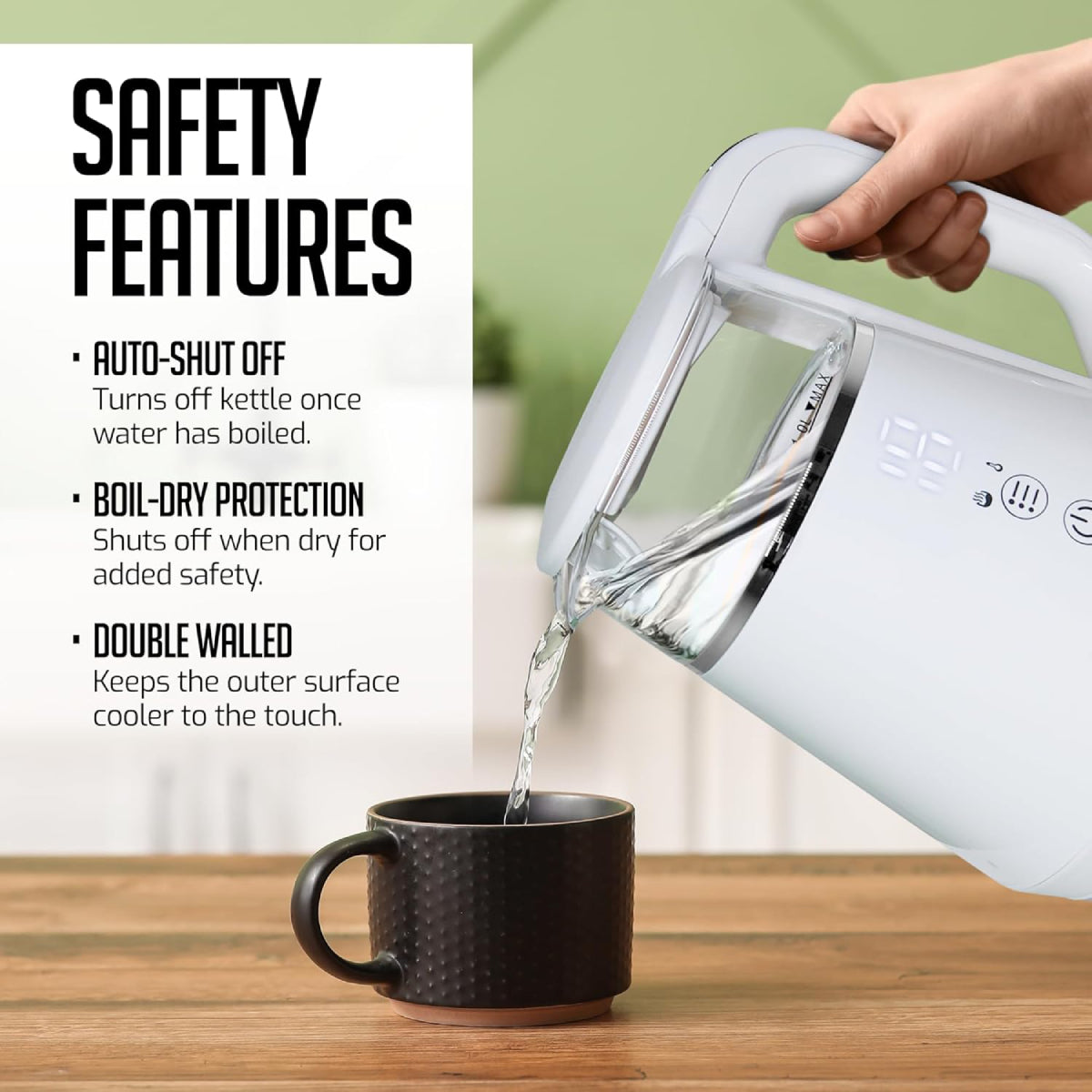 Ovente 1500W Electric Kettle with 5 Temperature Control Presets