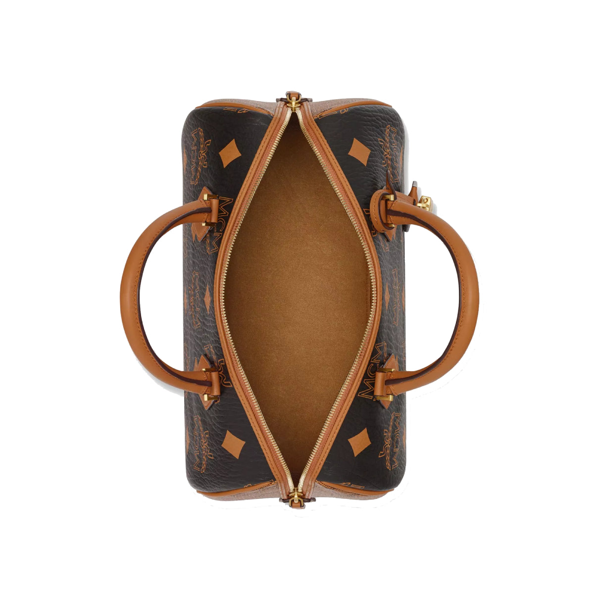 MCM Monogram Mix Medium Ella Boston Bag - Black