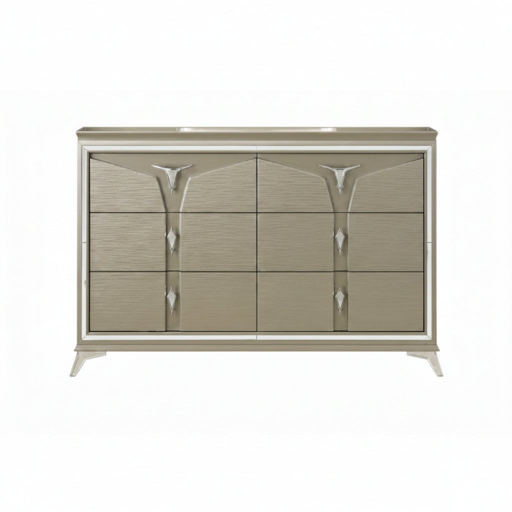 Royal 39" Dresser with 6 Drawers by Best Home - Gray/Silver