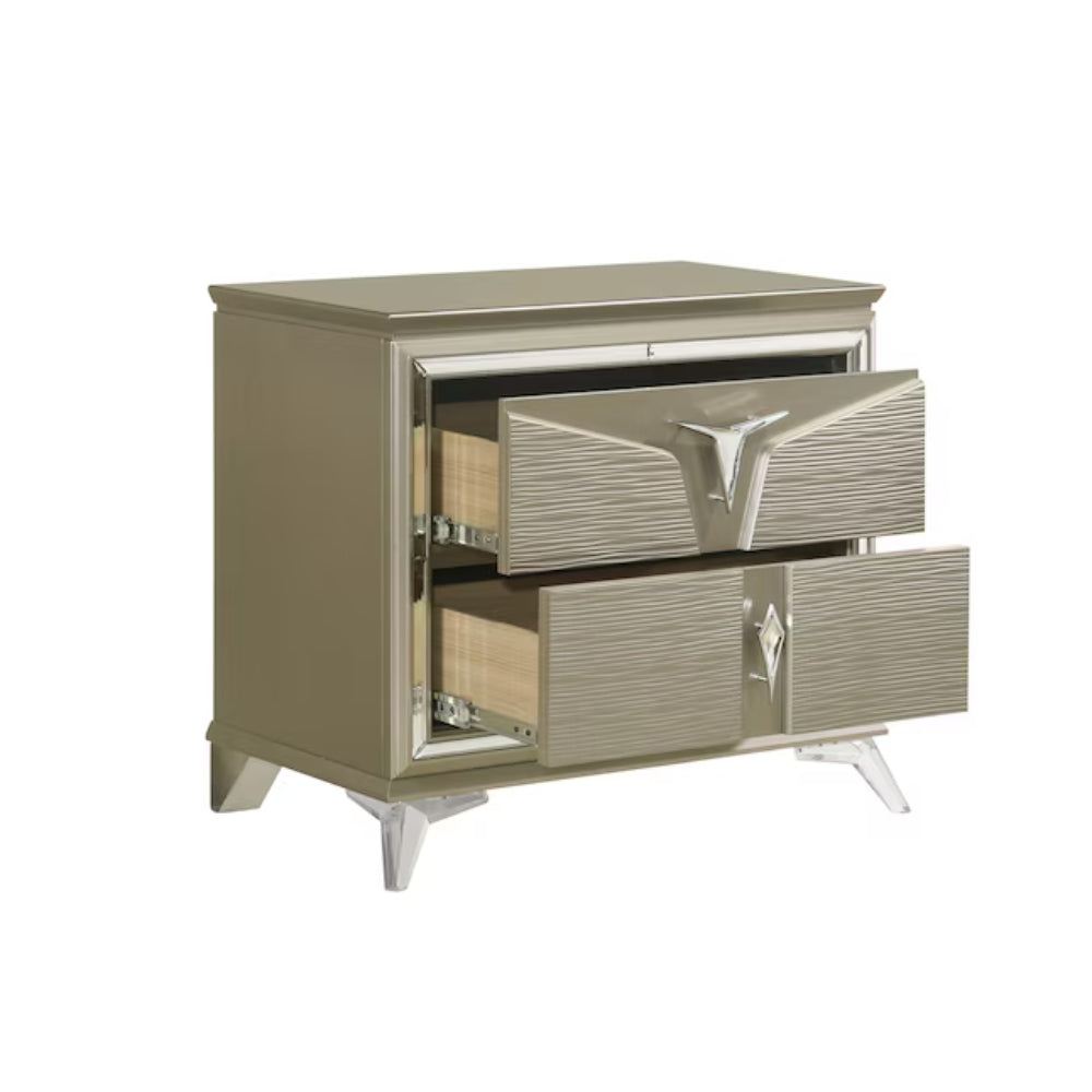Royal 27.5" Nightstand with 2 Drawers by Best Home - Gray/Silver