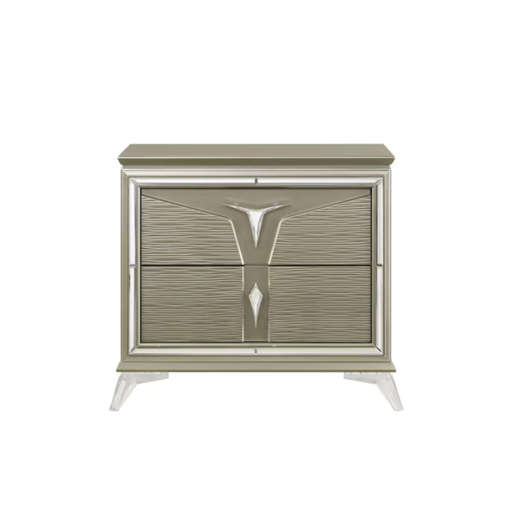 Royal 27.5" Nightstand with 2 Drawers by Best Home - Gray/Silver