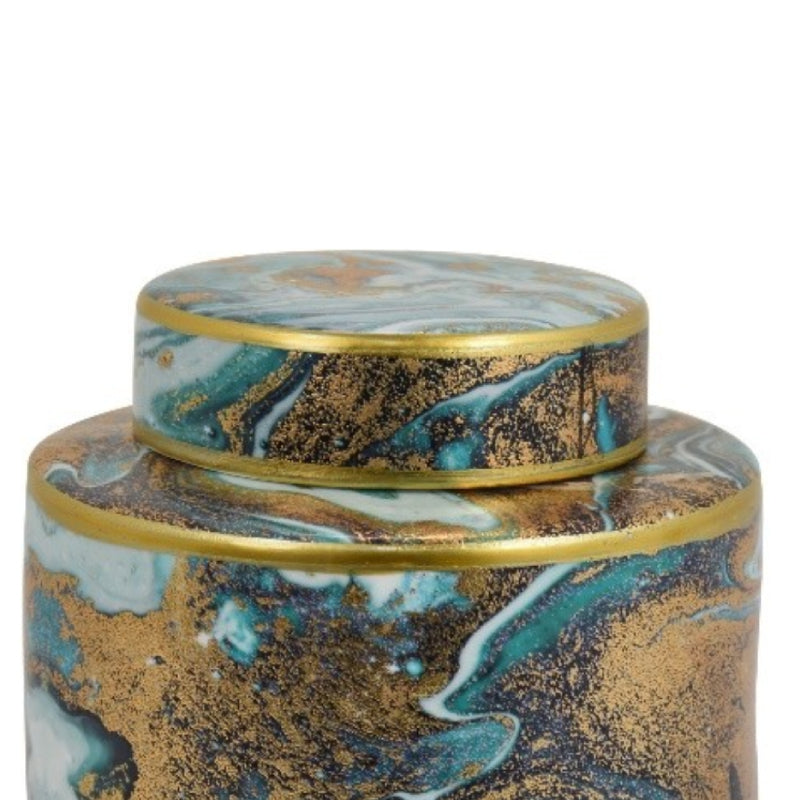 Three Hands 7.75" Cylindrical Ceramic Jar - Multicolor