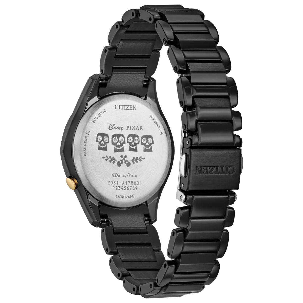 Citizen Eco-Drive Sugar Skull Pixar Women's 36mm Bracelet Watch - Black