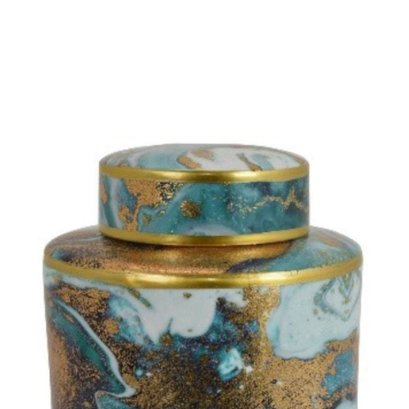 Three Hands 11.75" Cylindrical Ceramic Jar - Multicolor