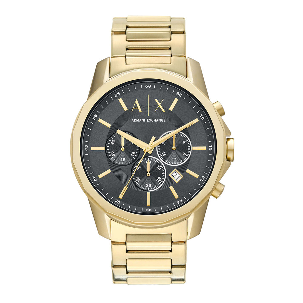 Armani Exchange Banks Men's 44mm Gold-Tone Bracelet Watch - Gray Dial
