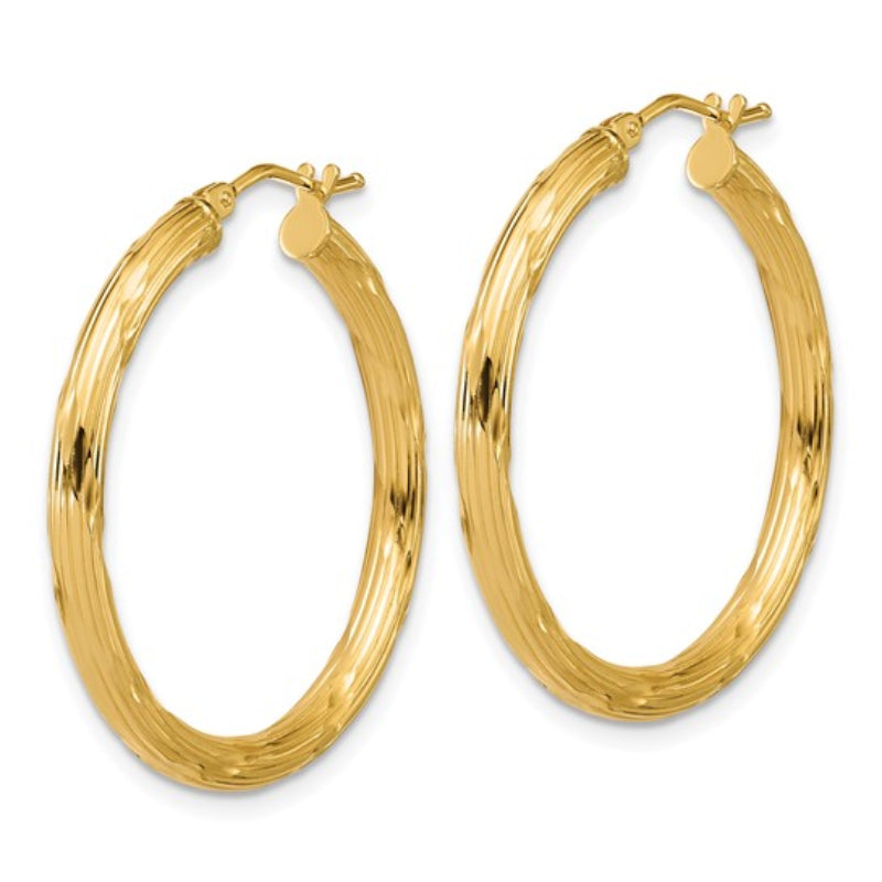 14K Leslie's Women's 2.7mm Grooved Hoop Earrings in 14K Yellow Gold