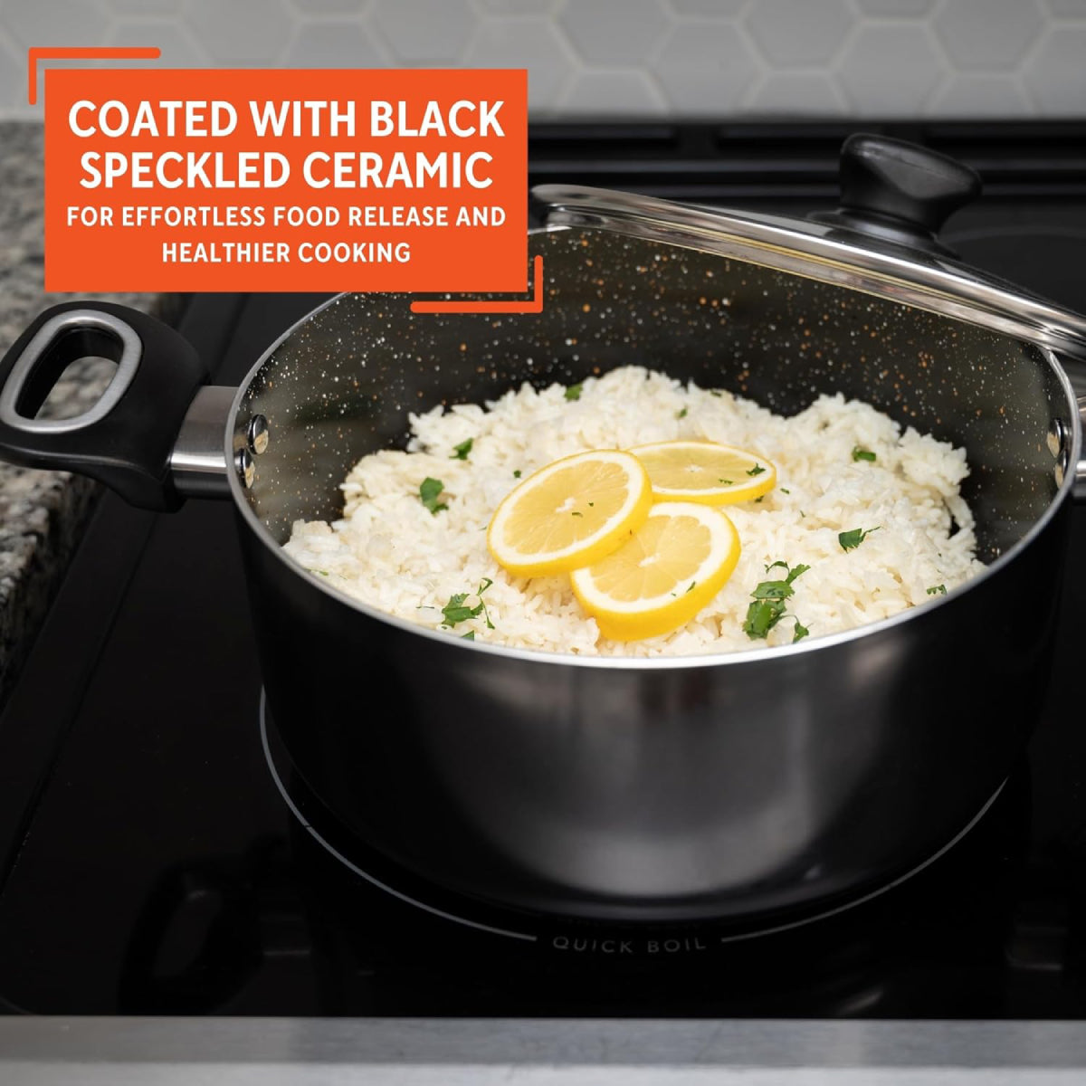 Imusa GAU/24037 4.8 qt Bistro Nonstick Duch Oven with Glass Lid - Black