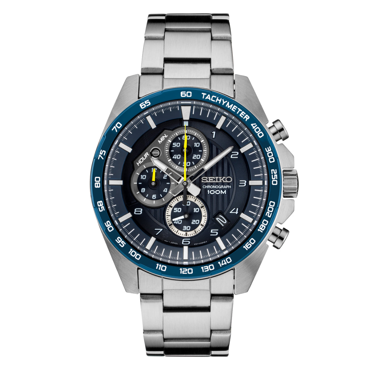 Seiko Essentials Men's 43.9mm Silver-Tone Bracelet Watch - Blue Dial