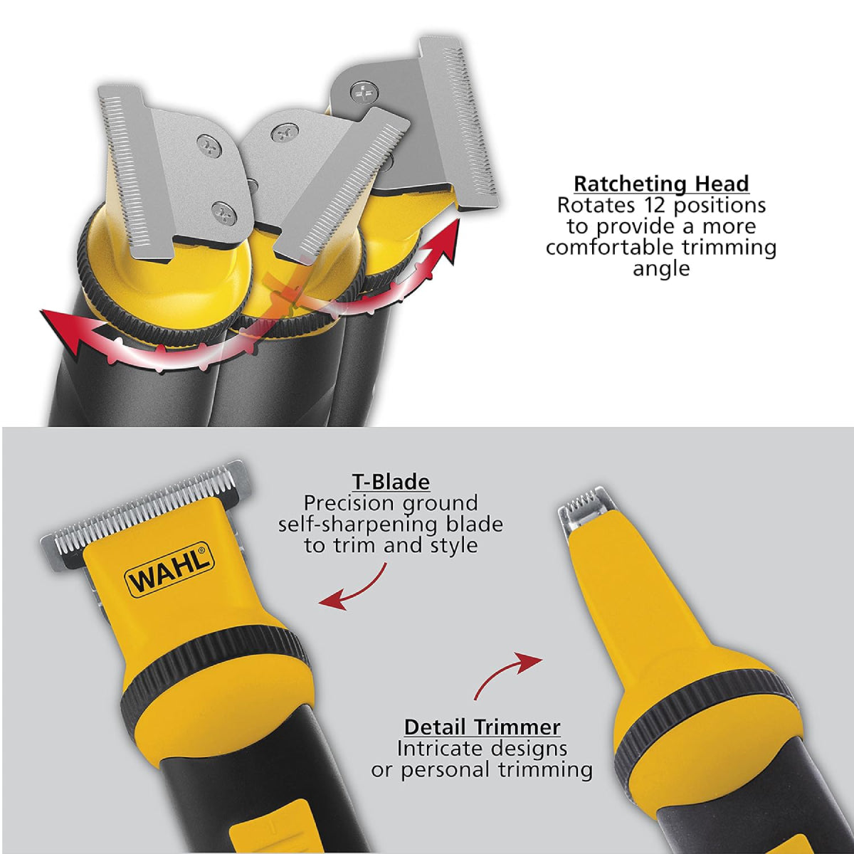 Wahl Lifeproof Rechargeable Trimmer for Men - Black/Yellow - Curacao