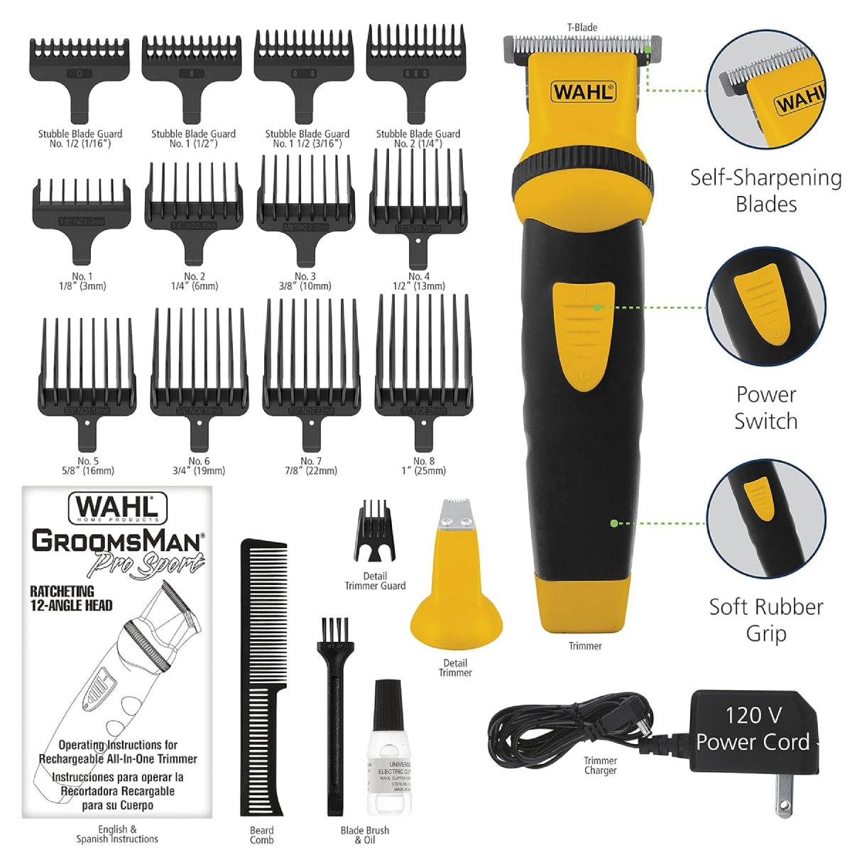 Wahl Lifeproof Rechargeable Trimmer for Men - Black/Yellow - Curacao