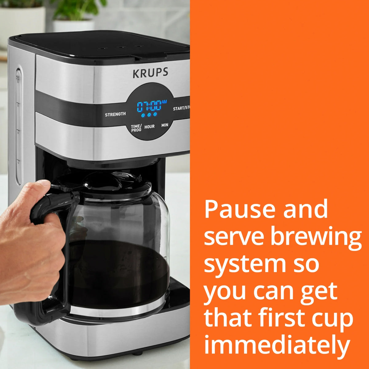 Krups KM205D50 Simply Brew 10-Cup Digital Drip Coffee Maker - Black/Stainless