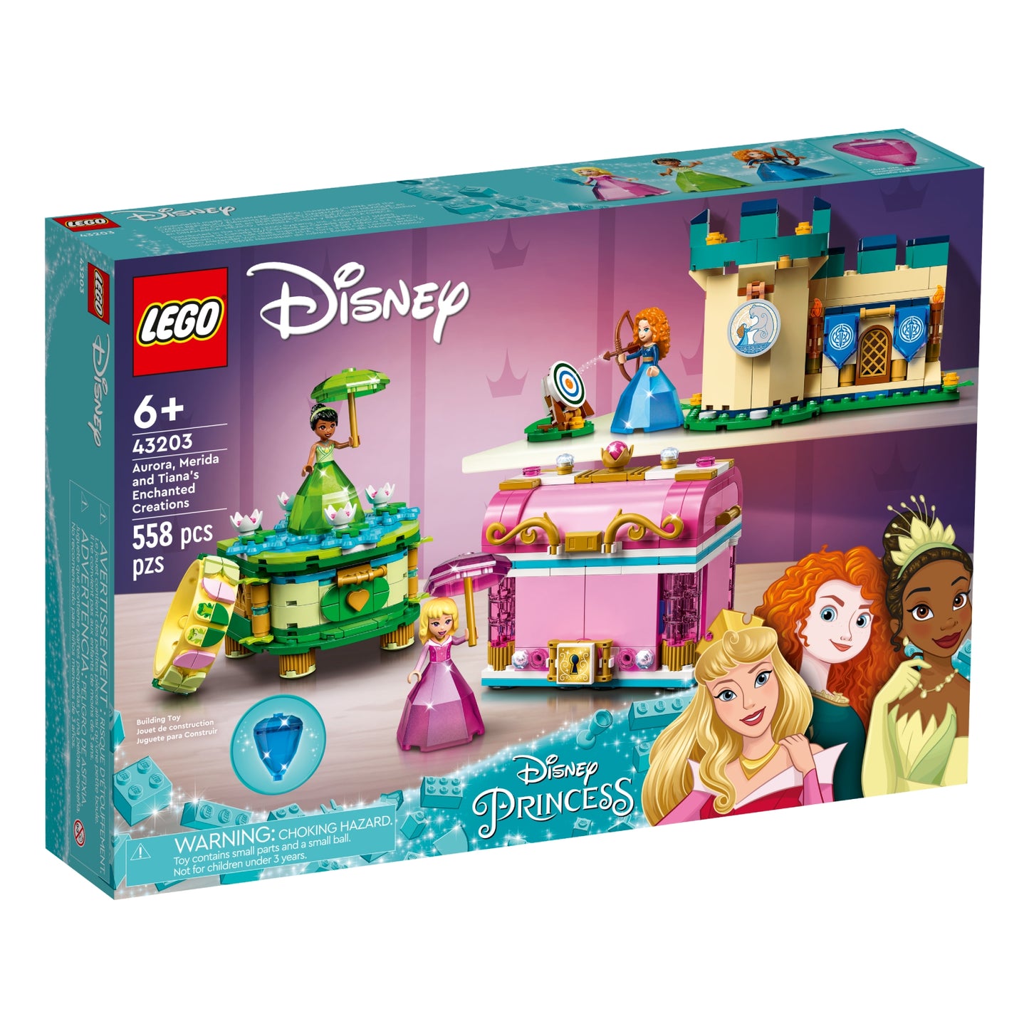 LEGO Disney Aurora, Merida and Tiana's Enchanted Creations Building Toy Set (558-Pieces)