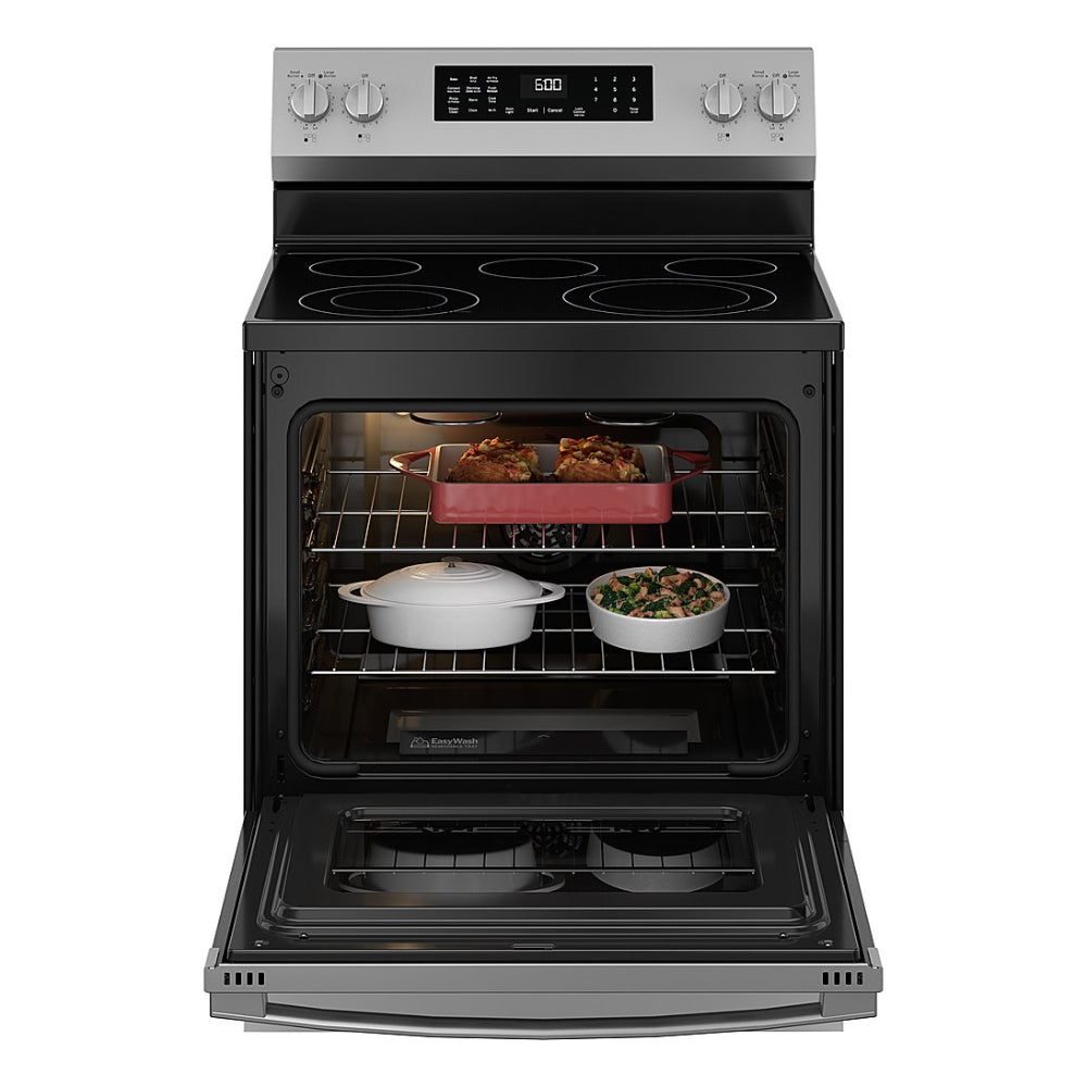 GE GRF600AVSS 5.3 cu. ft. Freestanding Electric Convection Range with EasyWash Tray - Stainless Steel