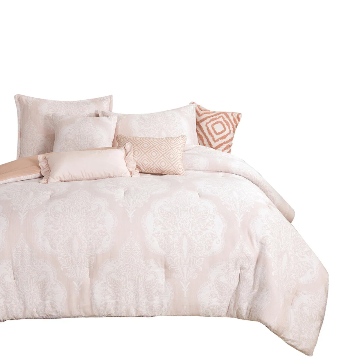 ESCA Chiara Queen Size Comforter Set (7- Pieces) - Pink