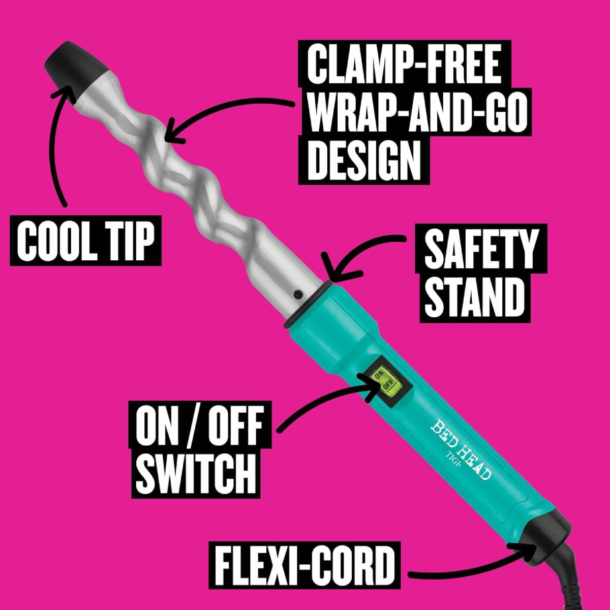 Bed Head BH389N1 Curlipops Spiral Styling Iron with Protective Glove - Turquoise