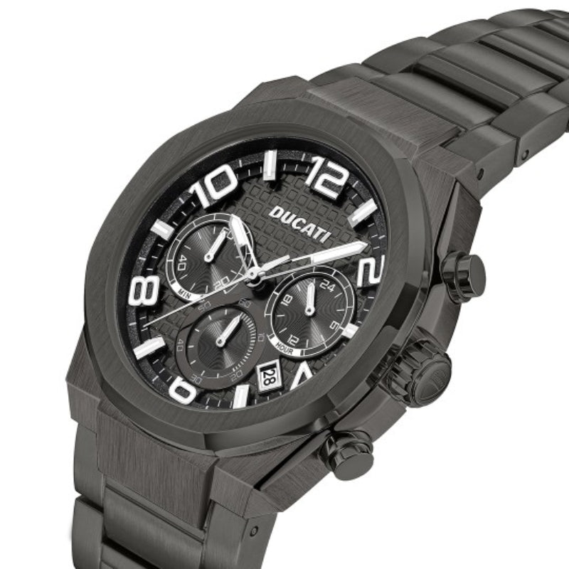 Ducati Men's 43.5mm Gunmetal-Tone Bracelet Watch - Black Dial