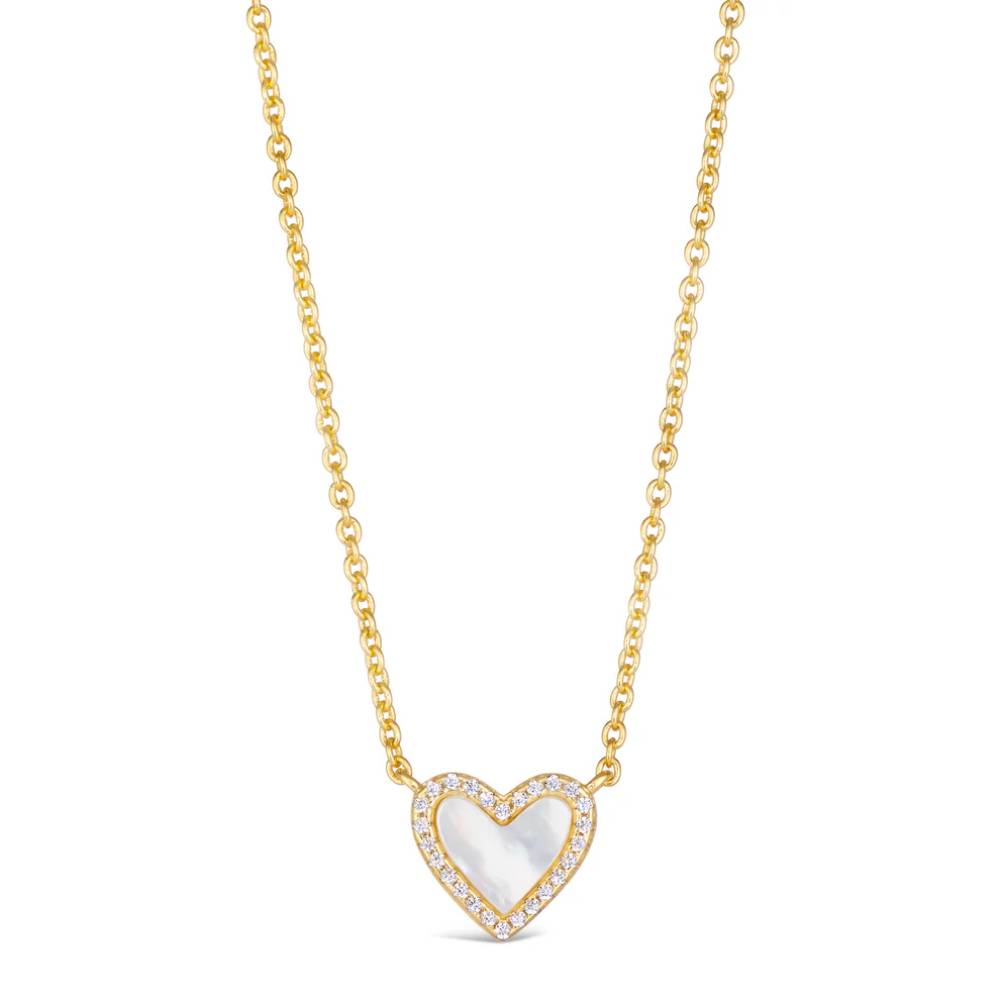 Anna Zuckerman House of Cards 01 Women's Diamond Crystalline and Mother of Pearl Necklace in Yellow Gold-Plating over 925 Sterling Silver