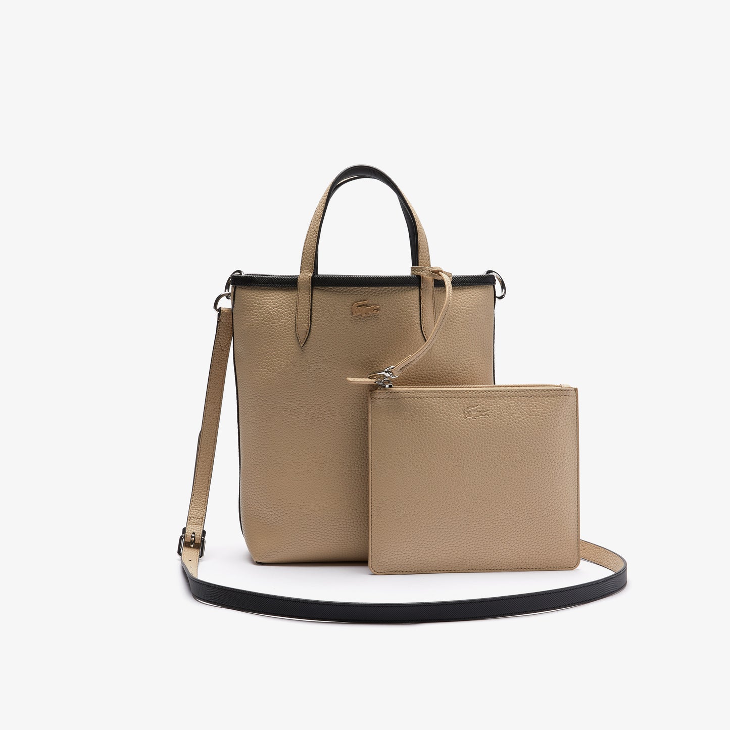 Lacoste Women'S Anna Reversible Coated Canvas Tote - Black Warm Sand