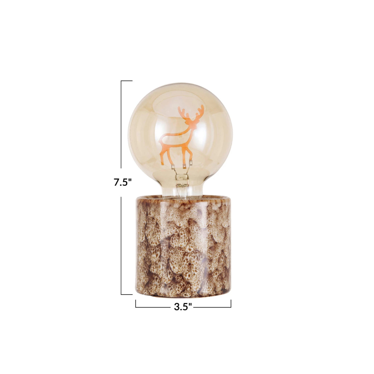 Creative Co-op Lamp with LED Deer Shape Filament Light Bulb - Brown/Cream