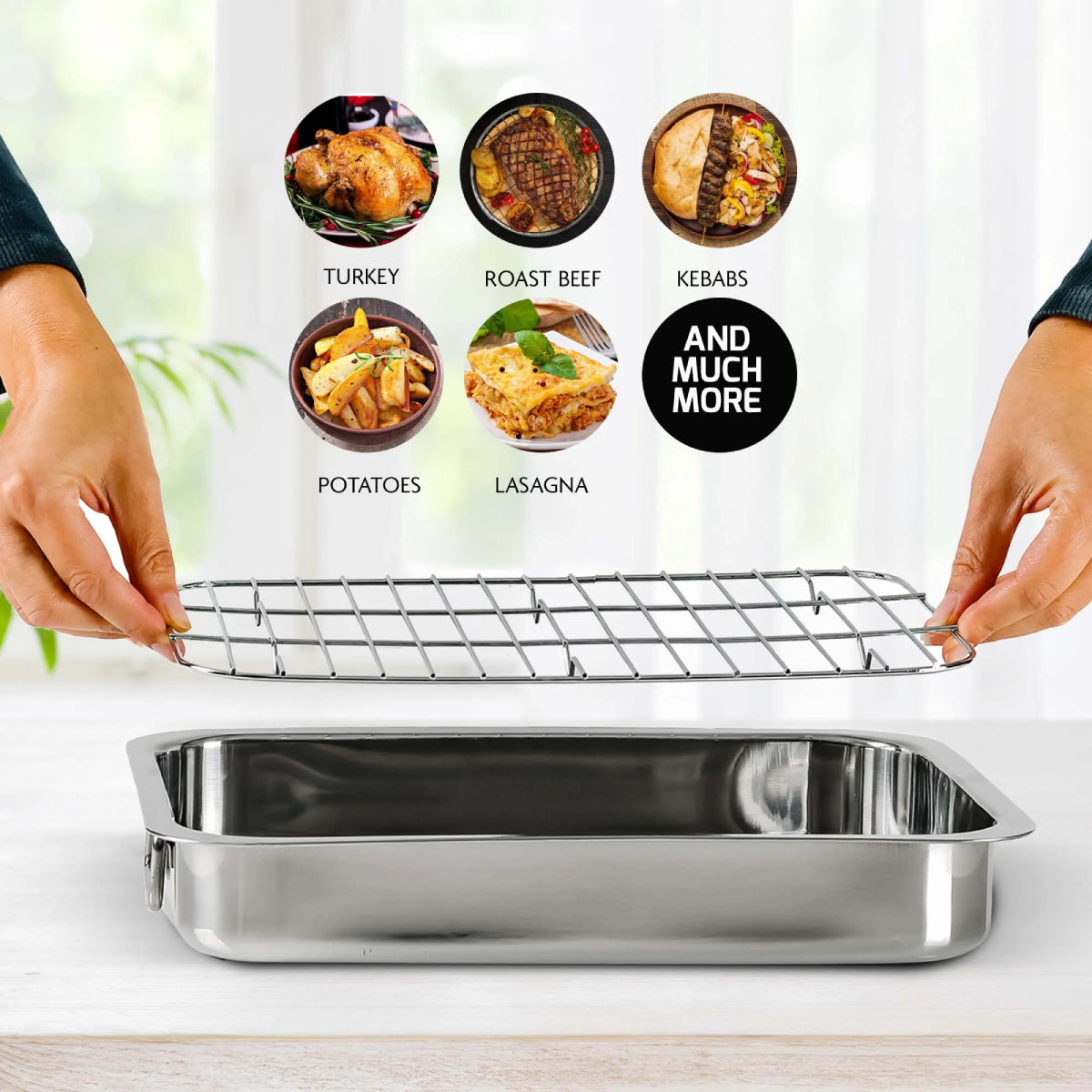 Ovente CWR23131S 13" Roasting Pan - Silver