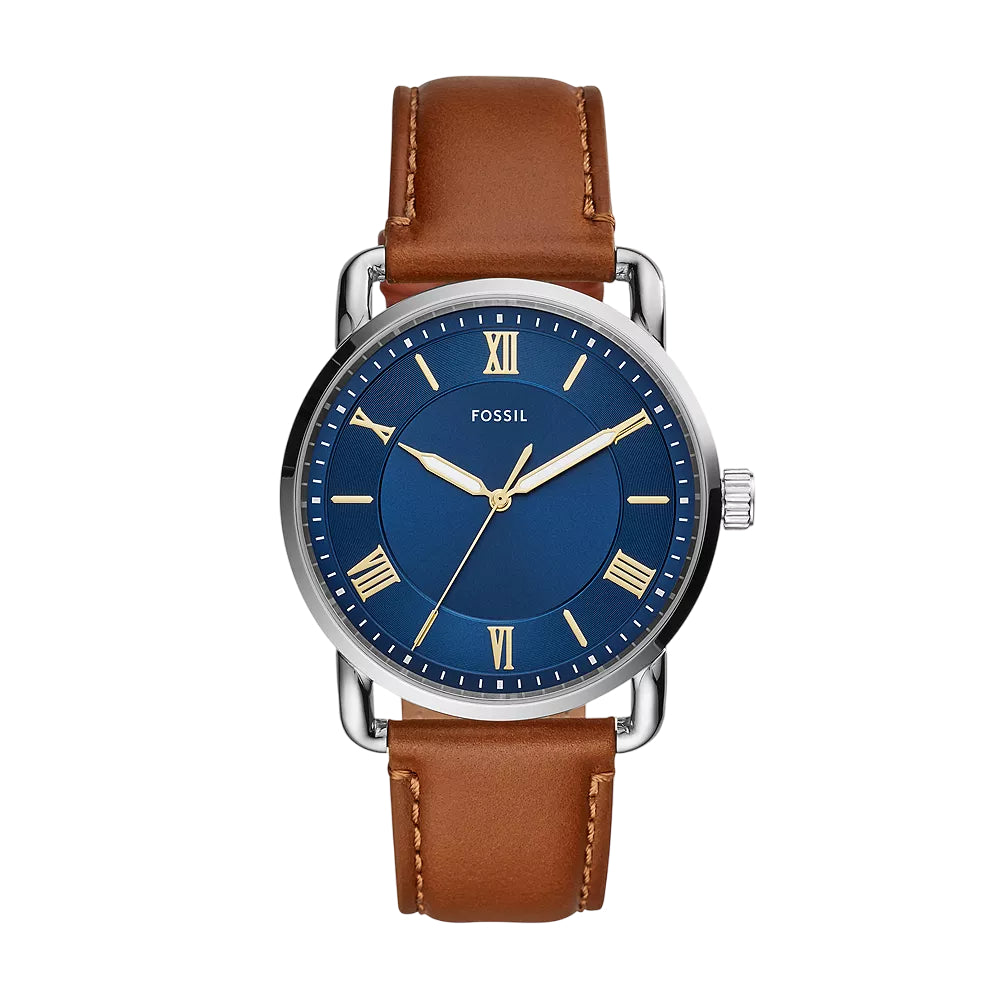 Fossil Copeland Men's 42mm Brown Strap Watch - Blue Dial