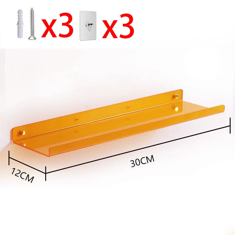 Colorful Acrylic Floating Shelf Invisible Storage Rack for Bathroom Kitchen Living Room