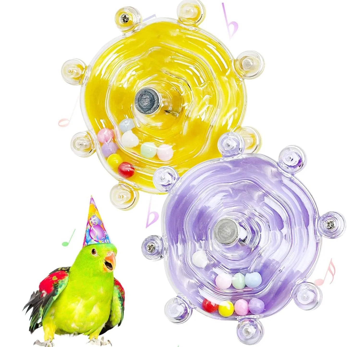 Parrot Flying Saucer Rotating Colorful Pearl Ball Rice Wheel Pet Toy Relieve Stress Bird Fun Boredom Chewing Bird Toy Supplies