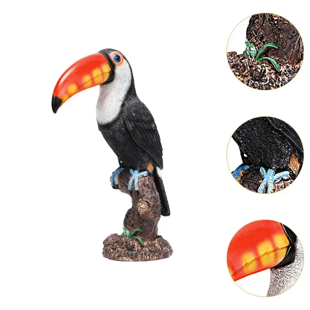 Toucan Figurine 12 Inch Tall Indoor Desktop Decoration Realistic Animal Figure for Home Office Teaching Tool