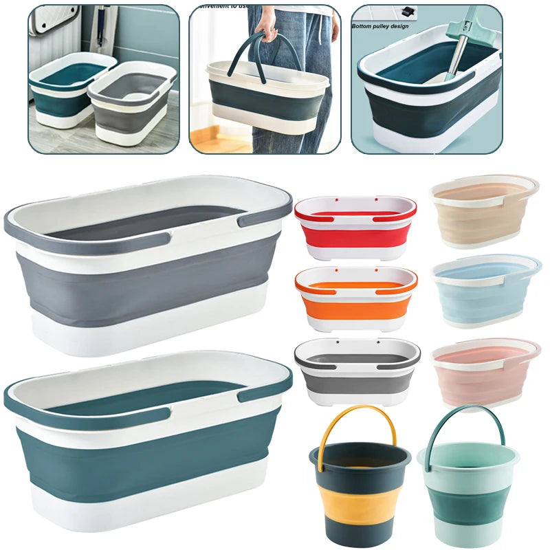 Foldable Mop Bucket Portable Wash Basin Large Capacity Dishpan for Kitchen and Bathroom Cleaning Space Saving Design