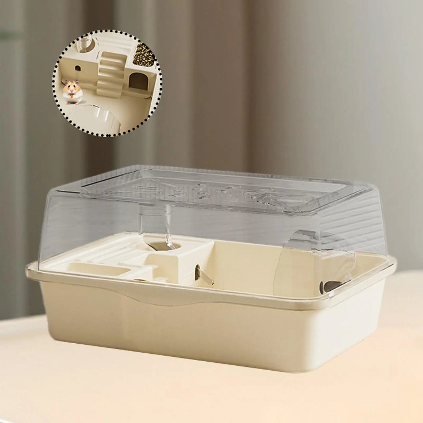 Large Hamster Cage Clear Hamster Habitat for Bunny Small Animals Guinea Pigs with Water Bottle Openable Top