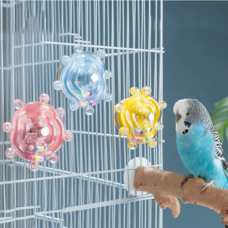Parrot Flying Saucer Rotating Colorful Pearl Ball Rice Wheel Pet Toy Relieve Stress Bird Fun Boredom Chewing Bird Toy Supplies