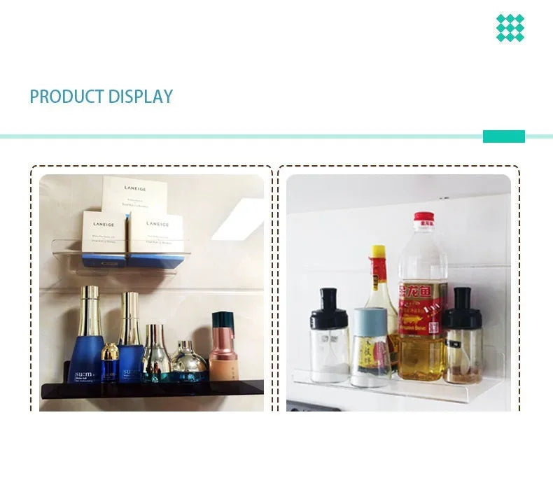 Colour Invisible Acrylic Floating Shelves Wall Mounted Bookshelf Storage Rack for Room and Bathroom