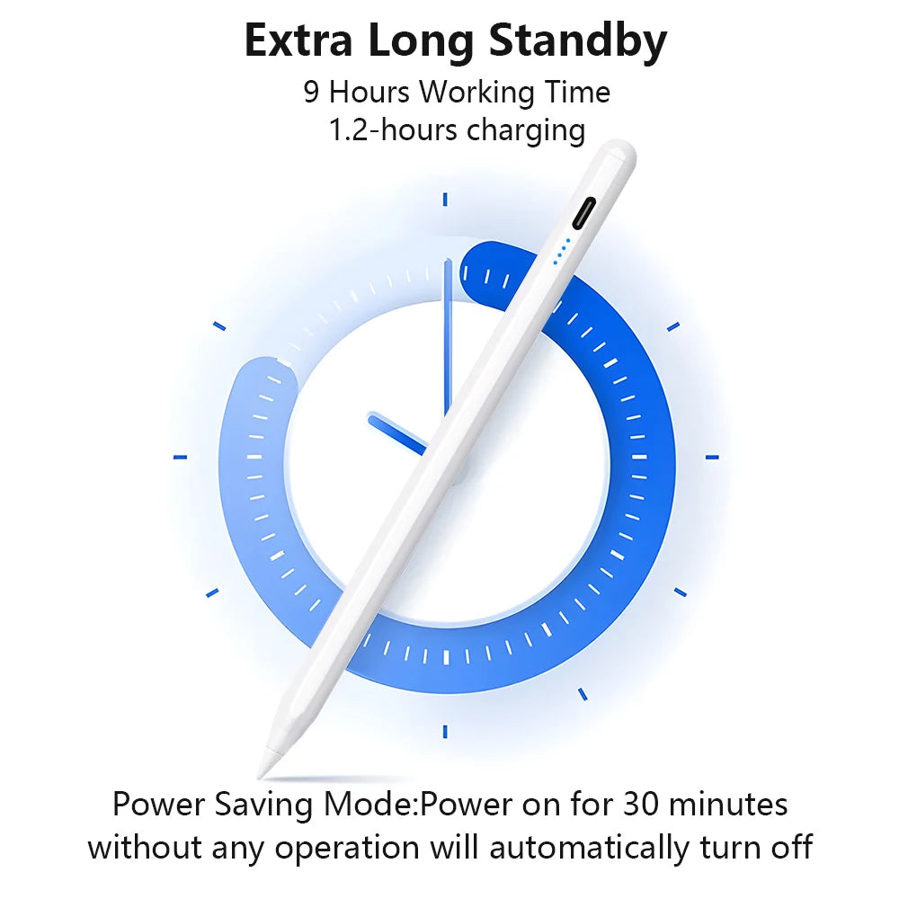 Stylus Pen for Apple iPad with Palm Rejection and Power Display