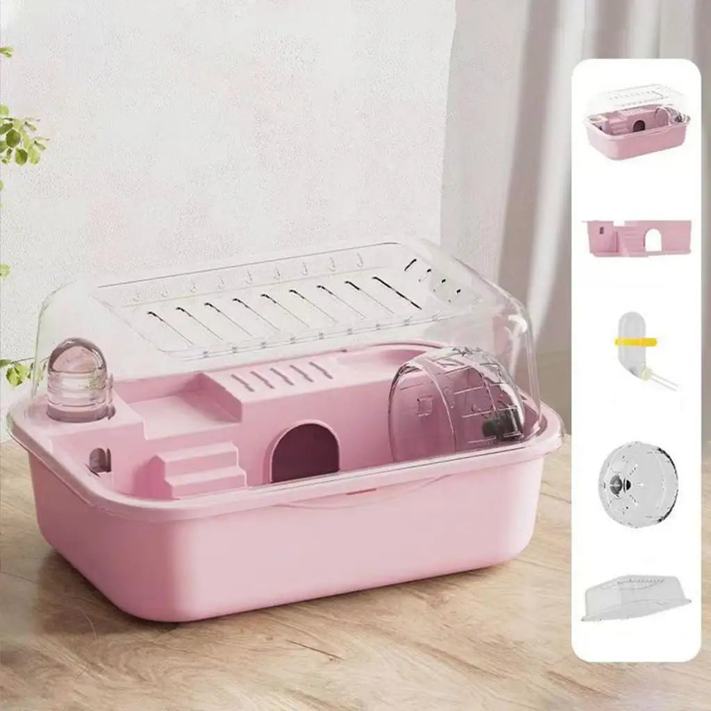 Hamster Habitat Openable Top Portable Hamster Cage for Rats Hedgehog Gerbils Large Hamster Cage Habitat Acrylic Cage Portable